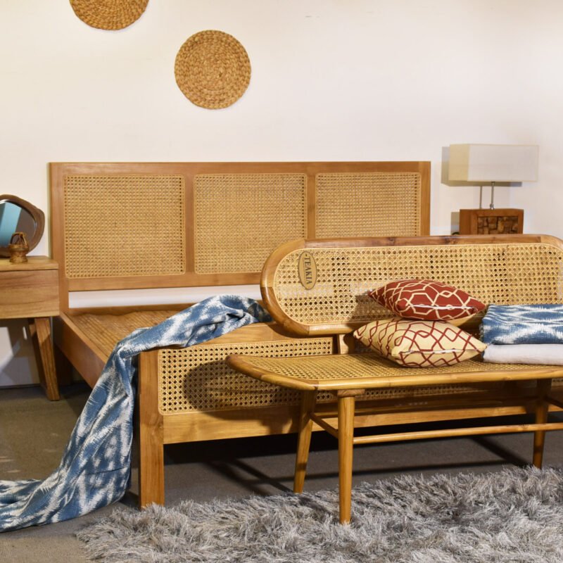 Teak & Rattan Bed Frame