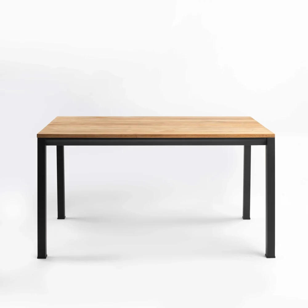 outdoor teak dining table in teak and aluminium