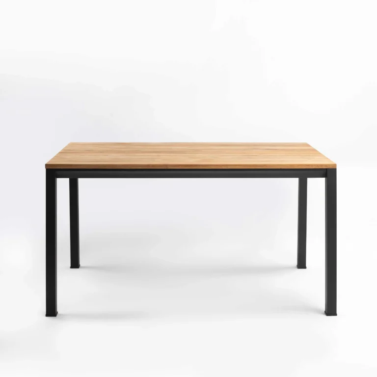 outdoor teak dining table in teak and aluminium