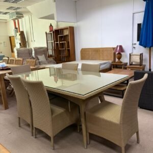 Wicker Dining Set 6 Seater + FREE Glass Top