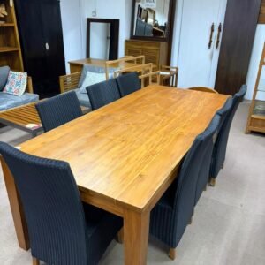 Solid Teak Wood Dining Table + 8 Chairs