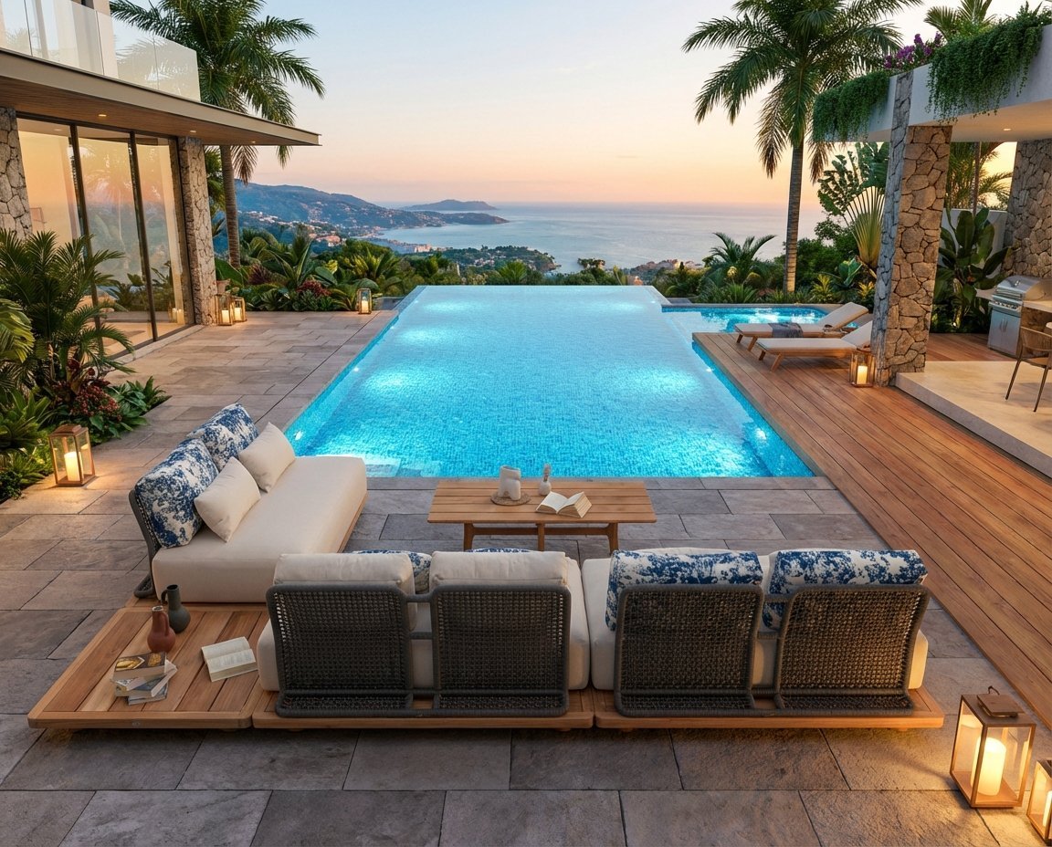 Outdoor sofa set on condo balcony — outdoor furniture Malaysia