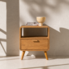 HALO small bedside table in solid teak with rounded corners